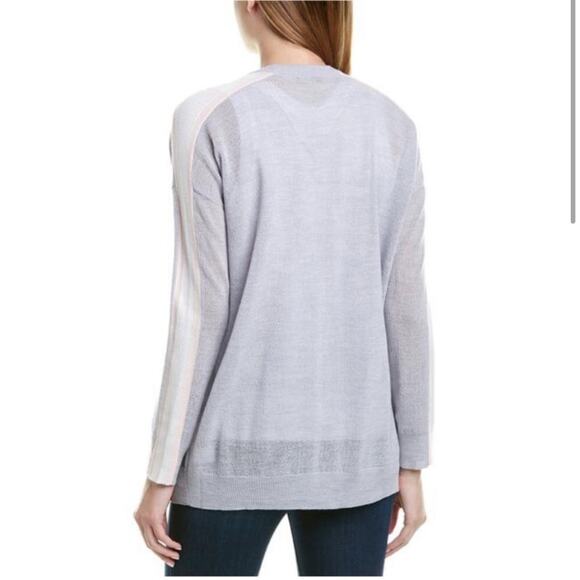 ATM Schoolboy gray and pink wool button cardigan size Large - Picture 16 of 16